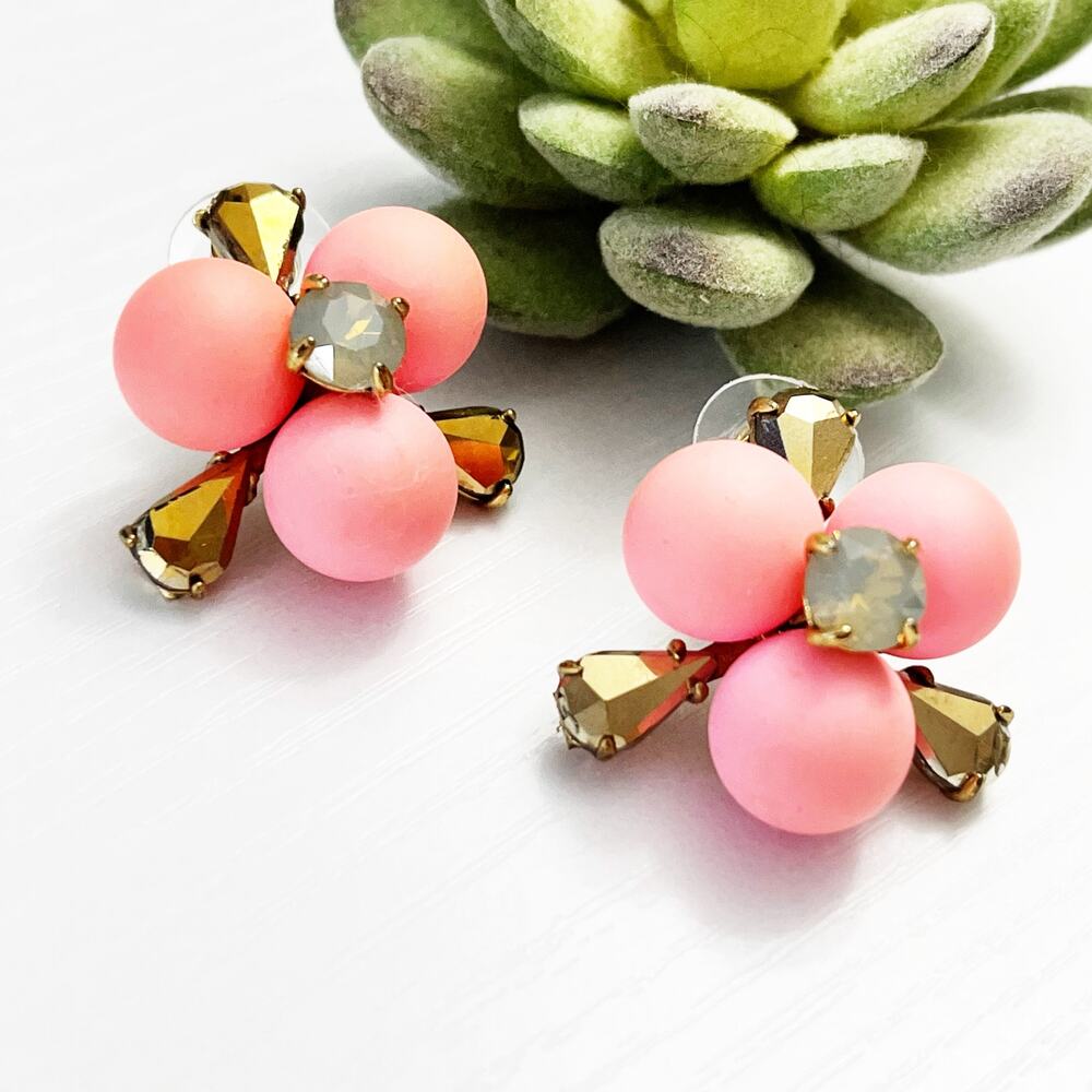 Upcycled J. Crew Pink Flower Pop Earrings